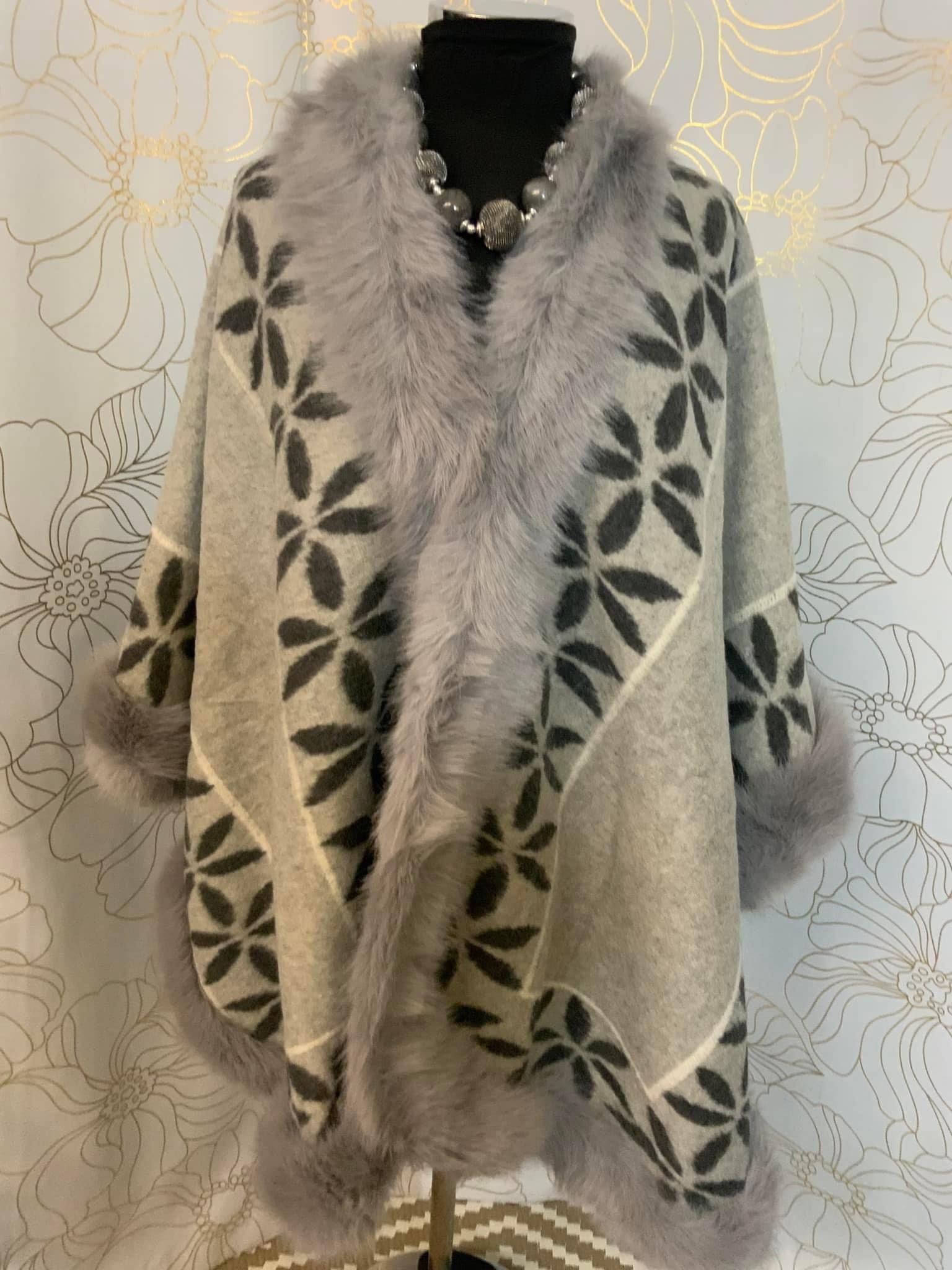 Beautiful Gray Poncho One Size