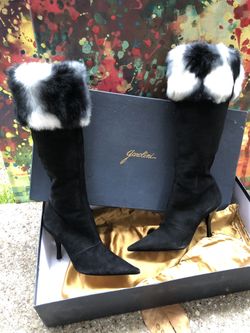 NWT Garolini Leather and Fur Boots Sz 8.5