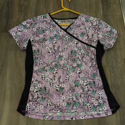 💜Purple Panda Scrub Top Size Small 
