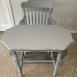 ATTENTION ANTIQUE LOVERS—Chalk Painted Writing Desk With Matching Chair 