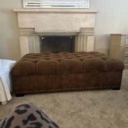 Brown Tufted Ottoman 