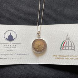 Necklace: Special Edition Collectable Vatican Euro Two Toned Coin Pendant  