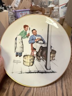 Norman Rockwell Collector Plate with Gold Rim