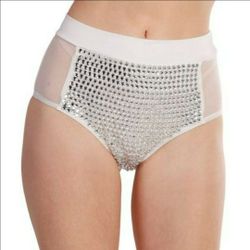 MEDIUM Rhinestoned High Waisted Booty Shorts iheartraves