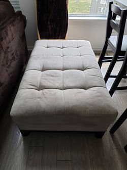 Cream suede white ottoman
