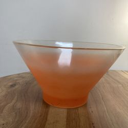 Mid Century Orange Blendo Glass Punch Bowl with Gold Rim