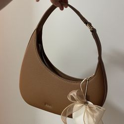 Faux Leather Crescent Purse (Brown)