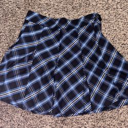 Size 0 Blue & Black Plaid Skirt