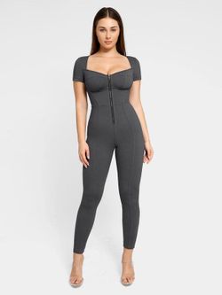 Shapewear Sculpting Denim Tank -lare Leg Jumpsuit