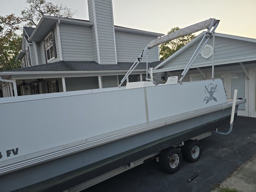 24 Ft Pontoon Flat Boat Plus 35 Ft Trailer