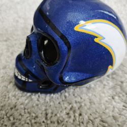 Los Angeles Chargers Skull Helmet Tea Candle Display.