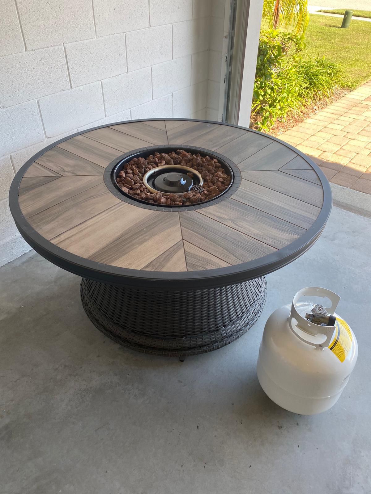 Outdoor Table with fireplace