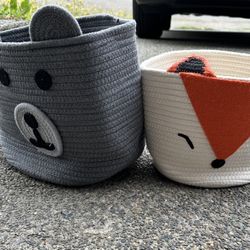 Forest Pals Woven Baskets - Bear & Fox