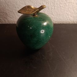 GORGEOUS Solid Green Marble 4" Apple Figurine 