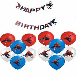 spider-man balloons with birthday banner
