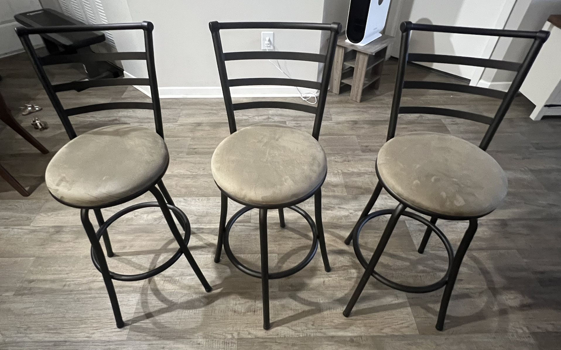 Bar stools with suede seats