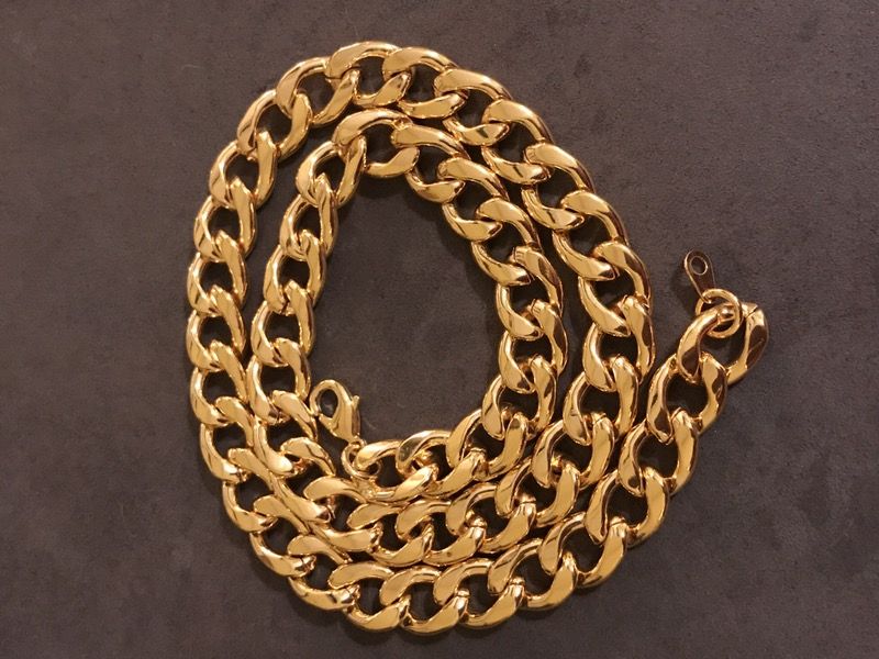 NEW 22" 11mm 18k yellow gold and durable stainless steel chain, necklaces