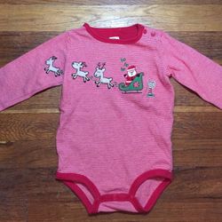 Baby Boy Carters Size 12 Moths Santa One Piece Long Sleeve Top