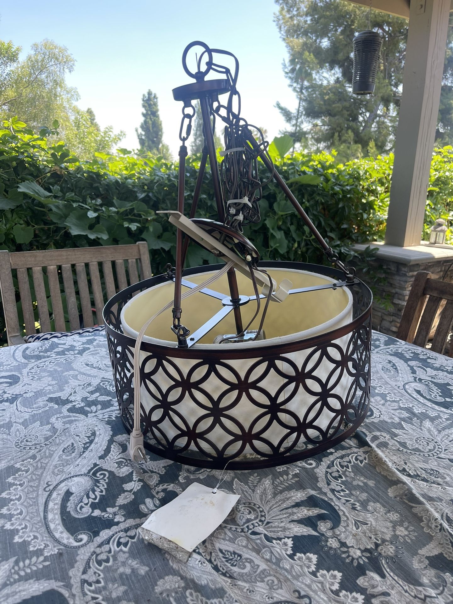 allen + roth Earling Bronze Drum Hanging Pendant Light