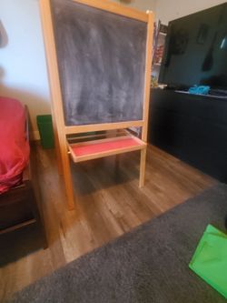 Double-Sided Chalkboard & Whiteboard Stand – $10