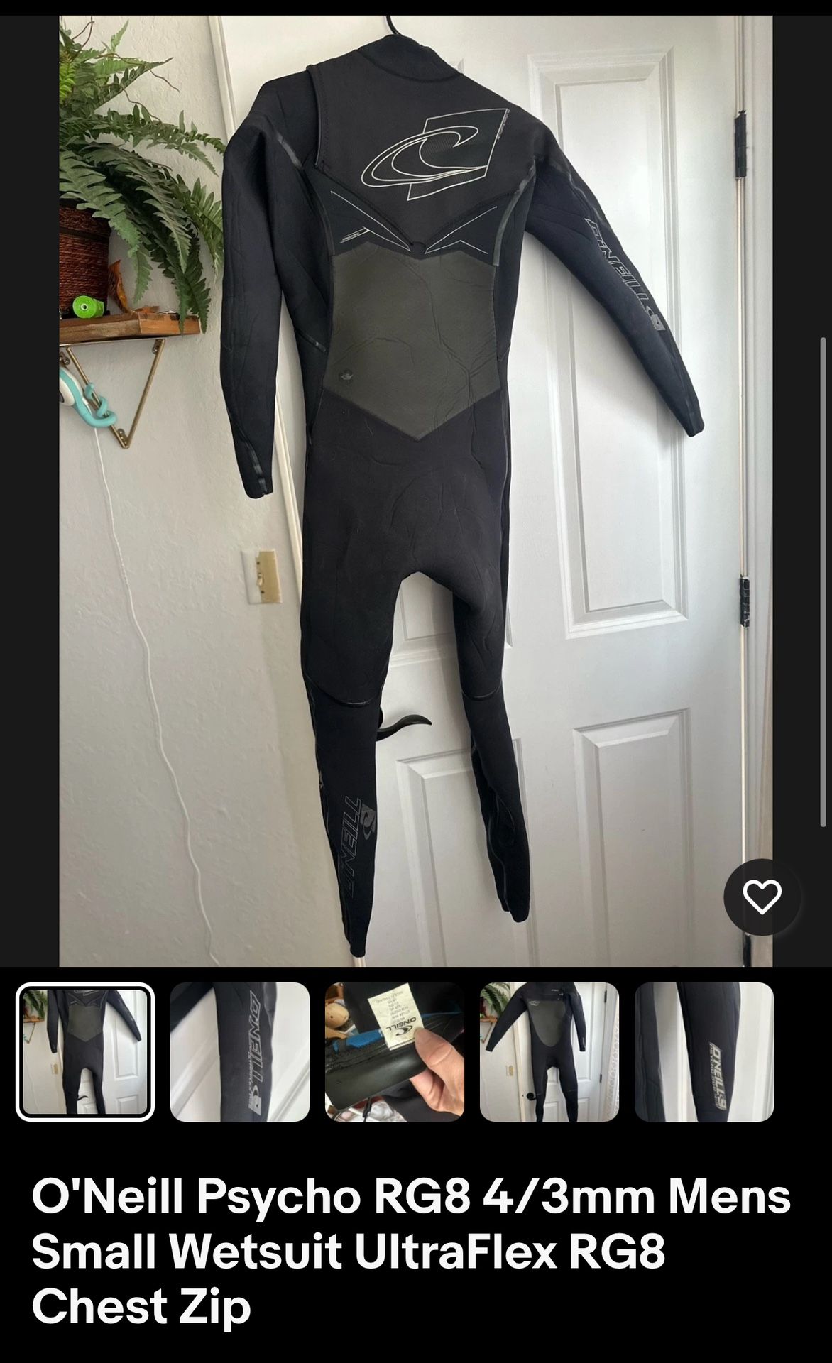 O'Neill Psycho RG8 4/3mm Mens Small Wetsuit UltraFlex RG8 Chest Zip