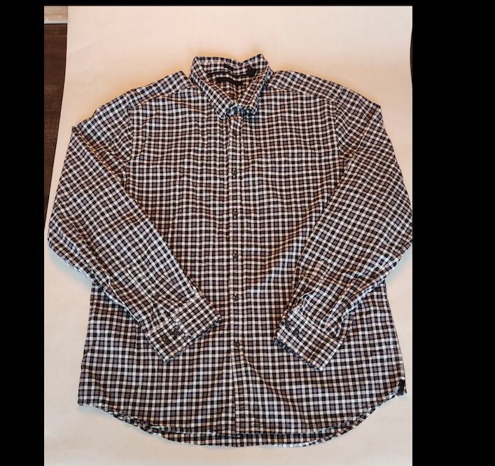 Kenneth Cole Mens XL Button Up Casual Shirt Plaid 2 Ply Yarn 