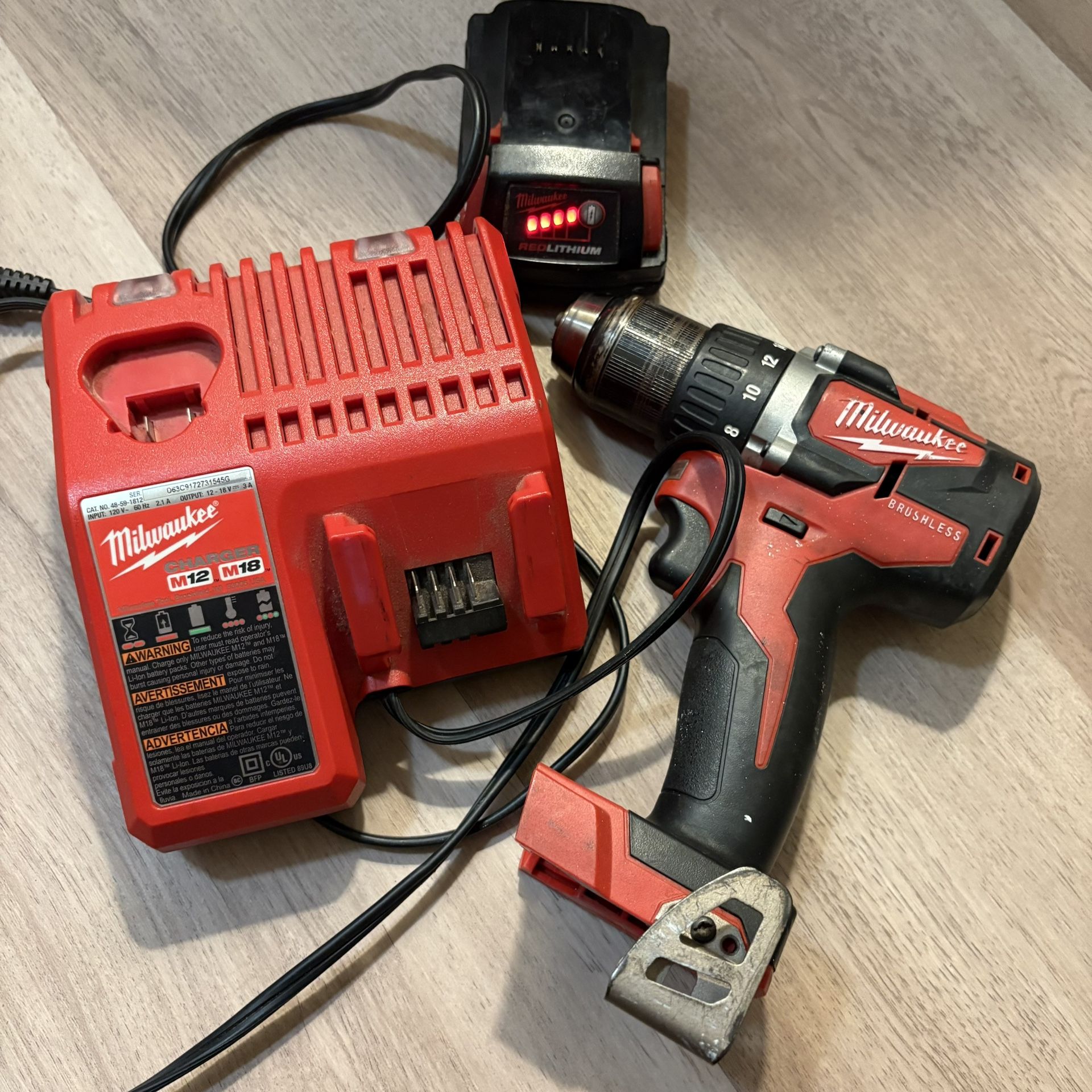 Milwaukee Brushless Drill 18V M18 With battery And Charger