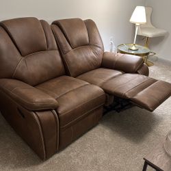 Leather Loveseat With Both Of Them, Reclining Reclining
