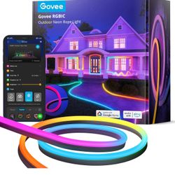 Neon Rope Lights, 32.8ft RGBIC IP67 Waterproof Patio Decorations with 64 Scene Modes, Music Sync, Flexible LED Outdoor Lights, Neon Lights Work with A