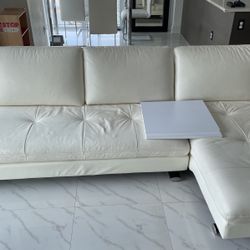 White leather sectional couch