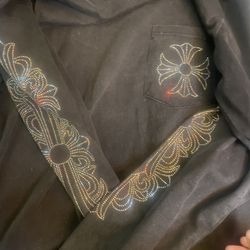 Chrome Hearts (Washed Black Rhinestone Long Sleeve)