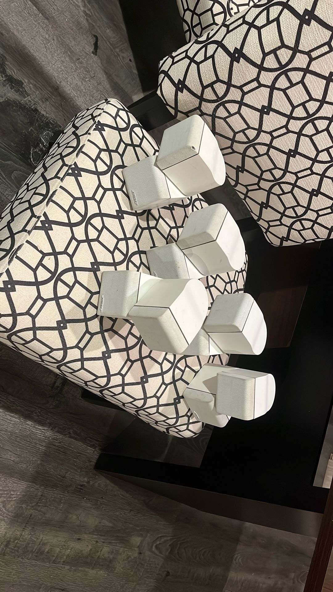 5 White Bose Speakers