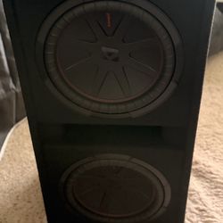 KICKER - CompR Dual 12" Dual-Voice-Coil 2-Ohm Subwoofers with Enclosure - Black with 3 year geek squad protection