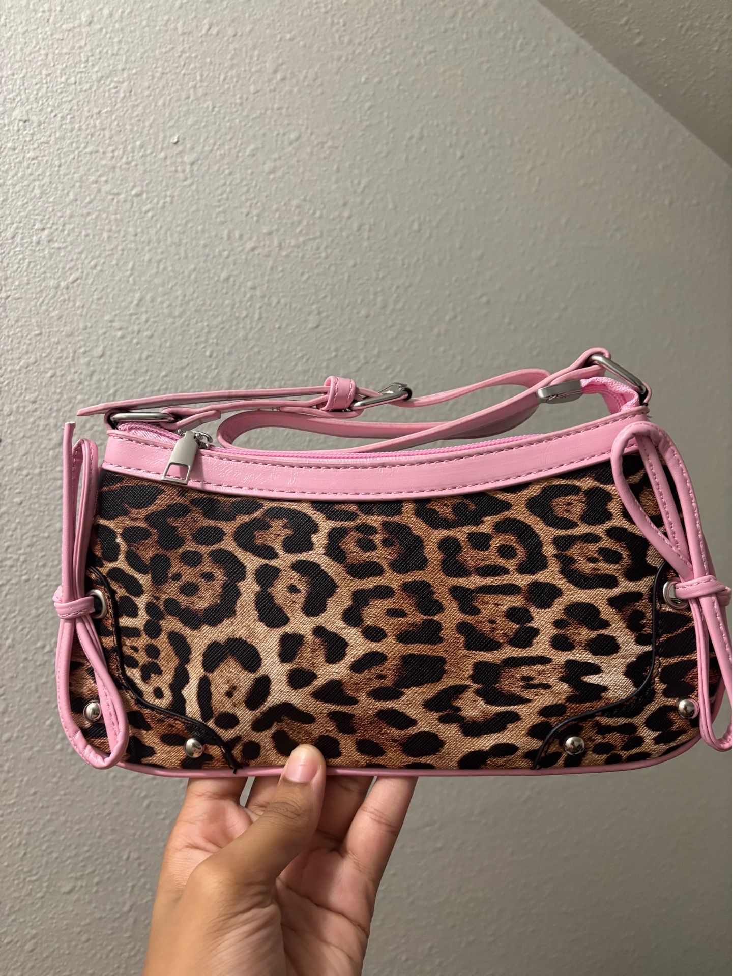 Y2K Pink Leopard Print Mini Shoulder Bag – Cute Retro Purse