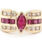 Effy 14 K Ring With Rubys And Diamond