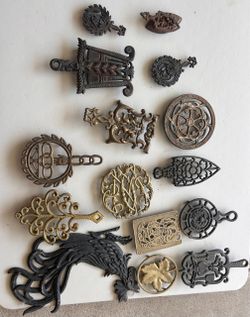 Vintage Cast Iron and Brass Trivet Collection