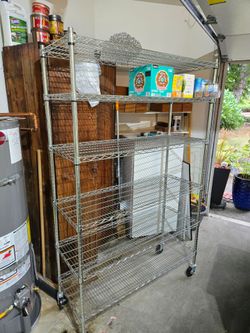 Heavy Duty Trinity Chrome Wire Shelving Unit on Wheels