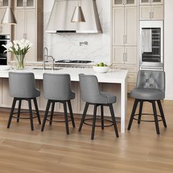 4X Dark Gray 26” swivel faux leather barstools