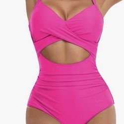 Beautiful Hot Pink Onr Piece Swim Suit M 