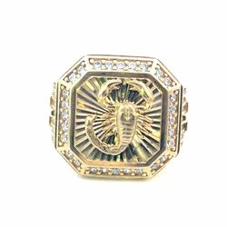 Men’s 14k Yellow Gold CZ Cubic Zirconia Scorpion with Cross Detail Ring Size 9.5 GP3121930