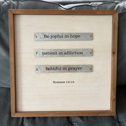Farmhouse Wood & Metal Wall Sign - Romans 12:12 (20"x20")
