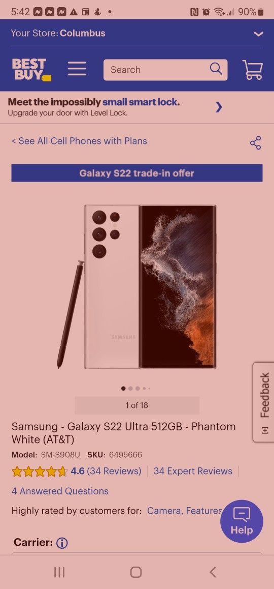 Att S22 Ultra-white 512 GB And Cases