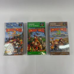 Lot of 3 Nintendo Super Famicom Games Super Donkey Kong 1 2 3