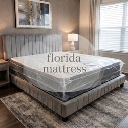 NEW BED FRAME KING SIZE WITH KING MATTRESS 