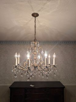 Vintage Brass and Crystal Chandelier