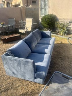 $300 Velvet Blue/Green/Grey Couch