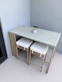 balcony dining table + 4 bar stool chairs bar outdoor patio furniture