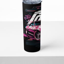 Classic Sport Car Stainless Steel Tumbler with Straw and Lid, 20 oz, Insulated Travel Cup with Vintage Camaro Design