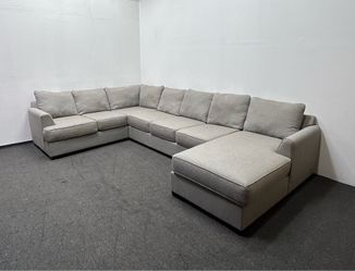 Oversized Tranquility Light Beige Extended Sectional Sofa. Made in USA. We deliver & setup.
