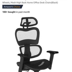 Office Chair Lumbar Support Mesh Office Chair with 4D Adjustable Armrest, Headrest and Wheels